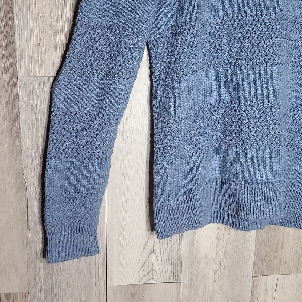 J Crew Mens Medium Linen Blend‎ Sweater Open Knit Accents Heavyweight Crew Neck